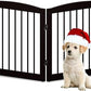 Freestanding Pet Gate for Dogs, Foldable Wooden Dog Gate for House, Indoor Dog Gate for Stair, Doorway, Gates for Dogs Indoor, 80 Inch Wide, 4 Panels 24",Brown