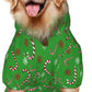 Green Candy Cane Hoodie,Christmas Cosplay Dog Clothes with Pocket and Hat Winter Clothes Sweaters XXX-Large