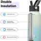 32 oz Insulated Water Bottle Stainless Steel Sport Bottles with 3 Lids,Mint