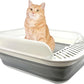 Open Cat Litter Box with High Side, 20.67 X 15.16 inch Anti-Splashing Kitty Litter Pan Collapsible Travel Litter Potty Pan Scoop Leak-Proof Pedal Cat Toilet No Smell Easy Clean (L Gray High Side)