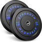Olympic Rubber Bumper Weight Set - 2 Inch Barbell Plates for Home Gym Strength Training