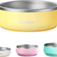 Pawaii Small Dog Bowls, 12 oz. Food Water Bowl Designed for Puppies and Cats with Non-Slip Rubber Base, Upgraded Metal Insulated, Double Stainless Steel Bowls, Cheese Yellow