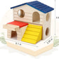 Hypeety Wooden Hamster House Maze Villa Cage for Dwarf Hamsters Gerbils Small Pets Exercise Climbing Toy Platform Multi-Level Hideout 6.1x2.95x5.9inch Blue