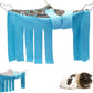 RIOUSSI Guinea Pig Hideout Hideaway Corner Fleece Toys Cage Accessories with Reversible Sides, Geo/Gray+Blue x 1 Curtain