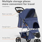 Pet Stroller with 3 Wheels for Small/Medium Pets, Portable Travel Foldable Carrier Jogger for Dog Cat Puppy Kitty, Rear Wheel Breaks, Storage Basket, Visible Mesh Weather Cover (Navy Blue)