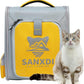 Expandable Pet Backpack, Cat Backpack with Breathable Mesh, Collapsible Soft Cat Travel Bag for Outdoor Hiking, Large Space Dog Backpack(Yellow)