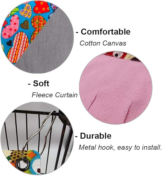 RIOUSSI Guinea Pig Hideout Hideaway Corner Fleece Toys Cage Accessories with Reversible Sides, Heart/Gray-Pink+Purple, Pack of 2