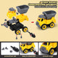 OENUX Play Sand Construction Set, Beach Building Castle Kit w/ 2.2lbs Play Sand, 4 Take Apart Construction Trucks Toys and Signs, Sensory Sandbox with Cover for Boy Girl Kid Toddlers Age 3-8