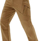 TACVASEN Men's Winter Pants 9 Pockets Fleece Snow Hiking Pants Water-Resistant Warm Softshell Thick Tactical Pants