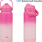 Insulated Water Bottle with Straw Lid,24 oz Stainless Steel Vacuum Metal Bottle with Silicone Handle,Cherry Blossom