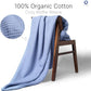 GOTS Certified Organic Cotton Waffle Weave Blanket, Throw Bed Size, 50"X60"Cozy Throw Blanket for Couch, Modern Home Decor, Throw Blankets, Waffle Blanket, Soft Bed Blankets - Powder Blue