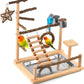 KATUMO Bird Playground - Natural Wooden Perches Parakeet Ladder Conure Swing Bird Cage Accessories with Removable Tray & 2 Stainless Steel Cups