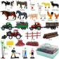 Farm Animals Figures Playset, 40 Pcs Farm Toy Tractor with Plastic Farm Animals Figurines, Farmer and Fence Farm Playset, Farm Figures Farmer Truck Toy with Trailer for Kids Boys Girls Toddlers 3+