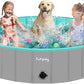 Furrybaby Dog Pool Foldable Dog Pools for Large Dogs with Hard Plate Collapsible Pet Bath Pool Kiddie Grey 63''