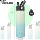 22oz Stainless Steel Bottles with 3 Lids Sport Insulated Water Bottle,Mint