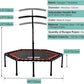 ONETWOFIT 48" Silent Mini Trampoline with Adjustable Handle Bar Fitness Trampoline Bungee Rebounder Jumping Cardio Trainer Workout for Adults