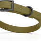 Dogline Biothane Waterproof Dog Collar Strong Coated Nylon Webbing with Black Hardware Odor- Proof for Easy Care Easy to Clean High Performance Fits Small Medium or Large Dogs, Olive Drab Green
