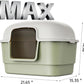 Cat Litter Box with Litter Mat and Scoop,High Wall Enclosed Cat Litter Boxes for Anti-Leakage, Covered Kitty Litter Box with Handle and Buckles for Portability and Privacy, Odor Control (Green)