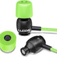 LUDOS Clamor Wired Earbuds in-Ear Headphones, 5 Years Warranty, Earphones with Microphone, Noise Isolating Ear Buds, Memory Foam for iPhone, Samsung, School Students, Kids, Women, Small Ears - Green