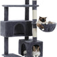 PAWZ Road Cat Tree, 60 Inches Cat Tower with Dual Condos, Spacious Perch, Cozy Basket and Sisal-Covered Scratching Posts for Indoor Cats- Dark Gray