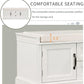 Storage Bench with 2 Drawers and 2 Cabinets, Pine Wood Shoe Bench with Removable Cushion for Living Room, Entryway 42.5" L x 15.9" W x 17.5" H (White)