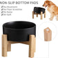 Black Elevated/Raised 15°Tilted Anti Slip Ceramic Dog Bowl for Small/Medium Breeds,Slanted Bulldog Big Face Pet Food Water Feeding Dish with Stand for Cats and Dogs (3.6 Cups/28 OZ)