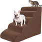 5 Step Pet Stairs Ramp for High Beds Sofas 5-30 Inch with Sturdy Non Slip Waterproof Pads, Machine Washable Cover Indoor Balanced Design for Cats Dogs Small Medium Large XL Pets Grey (Brown, Large, 1)