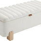 Kmax 45" Storage Bench Faux Fur Entryway Bench Upholstered Ottoman Bench with Wavy Top & Safty Hinge for Bedroom Living Room Hallway, White