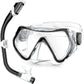 Snorkeling Gear, Dry Snorkel Set180° Panoramic Wide View,Anti-Fog Scuba Diving Mask, Professional Snorkeling Gear for Free Breathing, Swimming, Diving