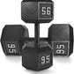 WF Athletic Supply Cast Iron Solid Hexagon Gray/Black Dumbbells, Strength Training Free Weights Set of 2 for Women and Men, Hand Weights Sold by Pairs, Multi-Select Size Options Available