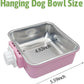 kathson Crate Dog Bowl, Removable Stainless Steel Hanging Pet Kennel Cage Bowl Food & Water Feeder Coop Cup for Puppy, Cat, Rabbit,Guinea Pigs 2pcs Large Square(Blue,Pink)
