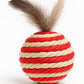Ball for cat with Feathers - Balls for Cats – Natural Toy for Indoor Cats – Eco-Friendly, Durable, Interactive Play Balls for Kittens – Pet-Safe Chew & Scratch Toys (Red)