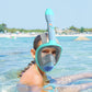 QingSong Kids Snorkel Mask Full Face, Snorkeling Set with Camera Mount, Foldable 180 Degree Panoramic View Snorkeling Gear Anti-Fog Anti-Leak