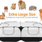 Lukovee Small Animals Playpen, Chicken Pen with Escape-Proof Detachable Bottom & 4 Zipper Doors, Breathable Foldable Portable Large Chicken Run Coop for Puppy Duck Kitten Rabbits Outdoor Yard (Black)