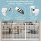 WAOWAO Triple Lock Baby Gate Extra Wide 31.1-35.04" Pressure Mounted Walk Through Swing Auto Close Safety White Metal Dog Pet Puppy for Stairs,Doorways,Kitchen