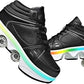 Roller Skate Shoes for Women Four Rounds Children's Roller Skates Shoes That Turn into Rollerskates Sneakers Outdoor Light Shoes with Wheels for Girls/Boys