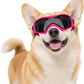 Dog Goggles Dog Sunglasses for Medium Breed UV Protection Windproof with Adjustable Head Straps Chin Straps for Ride Car/Hiking Travel/On Beach-Pink