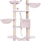 Heybly Cat Tree, 68 inch Multi-Level Cat Tower for Indoor Cats, 2 Widened Plush Perches Cat Condo with Scratching Board and Big Caves, Muchroom HCT025MU