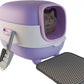 Large Cat Litter Box with Cat Litter Scoop, Foldable Litter Box with Lid, Front Entry and Exit Leak-Proof Litter Cat Box, Odor Control, Easy to Clean (Purple)