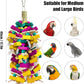 Large Bird Toys, Multi-Color Wooden Block with Bamboo Support Bird Chewing Toy Parrot Cage Bite Toy for Macaws Cokatoos African Grey and Large Medium Parrot Birds