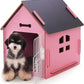 Dog House Indoor for Small Dogs or Cats, Cozy Wooden Design, Small Indoor Bed House, with Air Vents and Elevated Floor Warm Dog Cave (Large Pink)