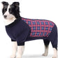 Dog Recovery Suit, Abdominal Wound After Surgery Wear, Anti Licking Bodysuit with Zipper, E-Collar & Cone Alternatives, Plaid Dog Spay Surgical Onesie Prevent Shedding(Large, Red)