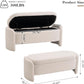 47.6 Inch Lamb Fleece Oval Storage Bench Upholstered Ottoman Bench with Storage, Bedroom Bench with Large Storage Space, for Bedroom Living Room Entryway, Beige