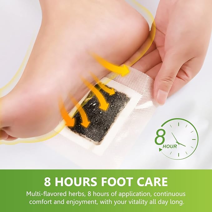 Tudiqe 50PCS Foot Pads, Pure Natural Bamboo Vinegar Ginger Powder Foot Pad for Foot Care, Ginger Foot Pads for Better Sleep, Deep Cleansing Foot Patches