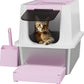 RIZZARI Stainless Steel Cat Litter Box, Odorless Enclosed Litter Box with Top Holes, Large Litter Pan for Small to Large Sized Cats (Dark Pink, 24" L*16" W*18" H)