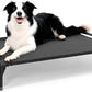 Petsfit Elevated Raised Outdoor Dog Bed - Cooling Elevated Dog Cot, Upgraded Adjustable Firmness Pet Bed，Pet Hammock Bed with Chew Proof Breathable Teslin Mesh，Non Slip, Black 42”