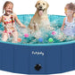 Furrybaby Dog Pool, Kiddie Pool Hard Plastic Foldable Dog Pools for Large Dogs Portable Pet Doggie Wading Swimming (Navy 63'') Indoor and Outdoor