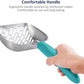WePet Cat Litter Scoop, Aluminum Alloy Sifter, Kitty Metal Scooper, Deep Shovel with Diagonal Sifting Hole, Long Handle, Kitten Poop Lifter for Litter Box, Large Size, Turkish Blue Handle