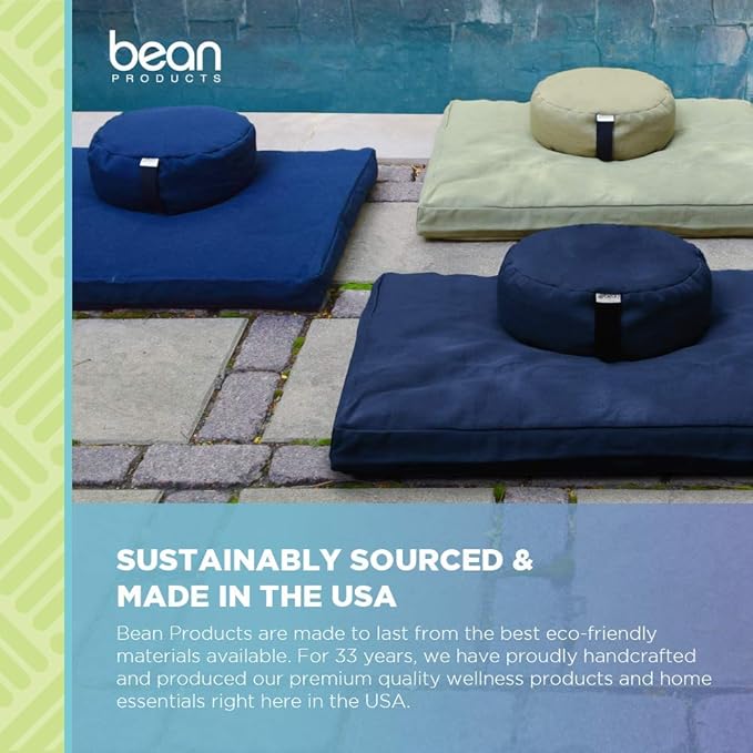 Bean Products Zafu Meditation Pillows for Sitting on Floor, Yoga Cushion, Cotton/Buckwheat Fill Yoga Pillow, Zafu Meditation Cushion, Zen Kneeling Prayer Pad- Made in USA - 14" Round - Stone Gray
