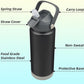 Insulated Water Bottle with Straw Lid,24 oz Stainless Steel Vacuum Metal Bottle with Silicone Handle,Black